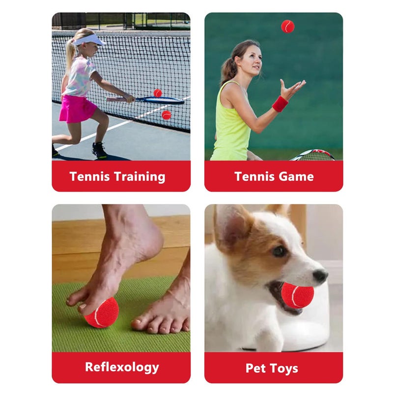 URBEST Tennis Balls, 12 Packs Training Tennis Balls Practice Balls for Novice Player, Pet Dog Playing Balls with Mesh Carry Bag (Red) - Image 4